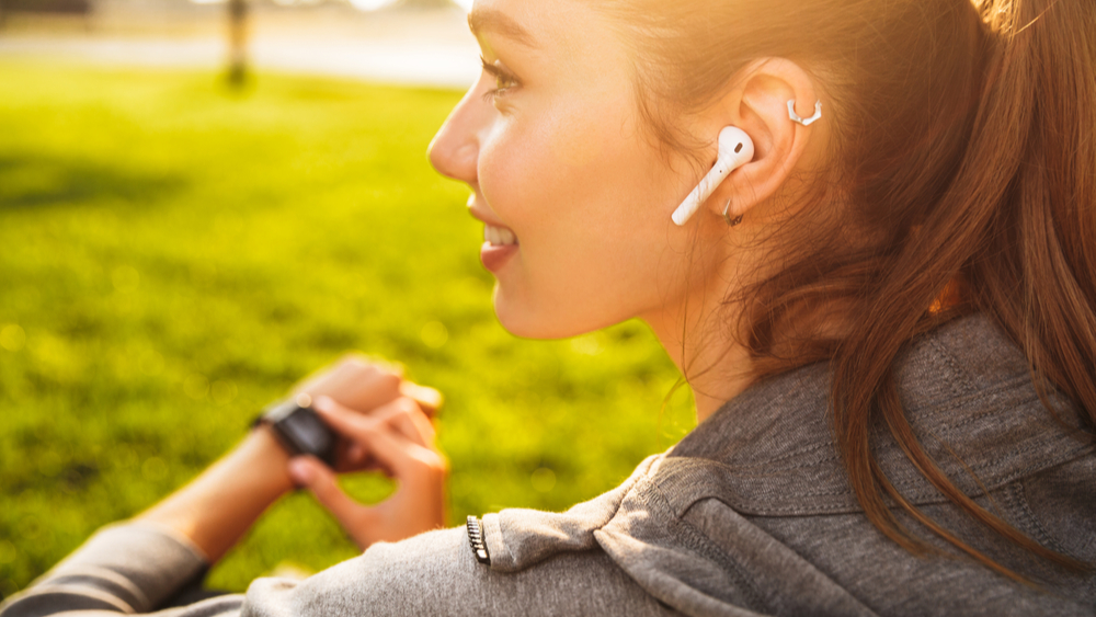 Woman with wearable tracker