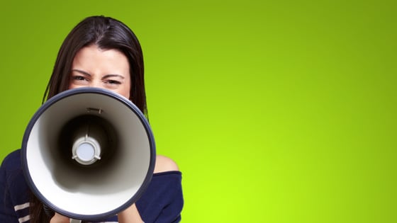 Long range girl with megaphone