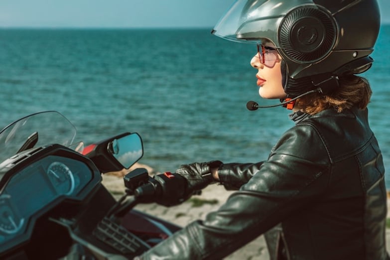 woman riding a motorcycle