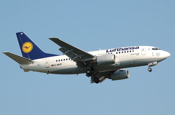 Lufthansa plane flying
